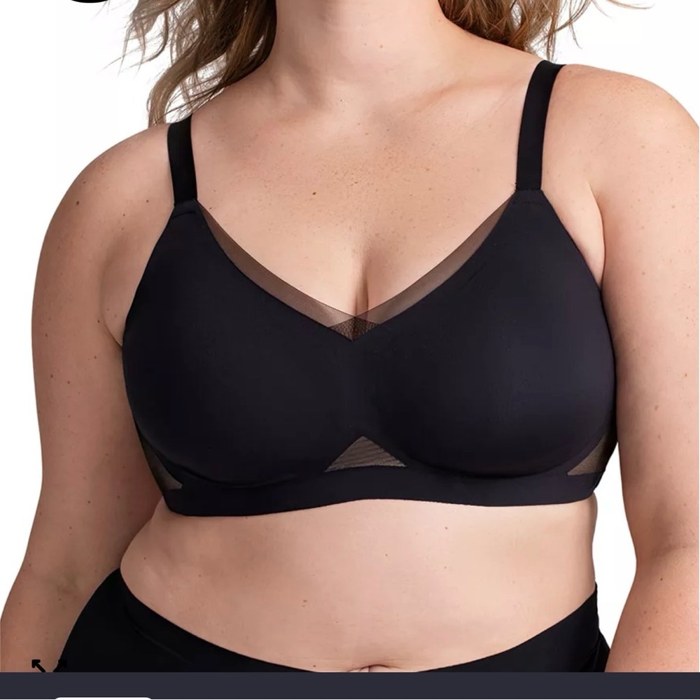 Honeylove Black Wireless Contour Bra with Sheer Side Panels